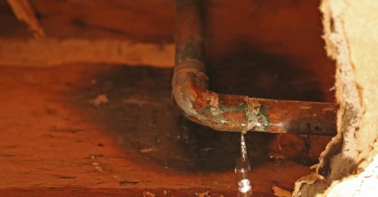 a hidden, old, leaking pipe